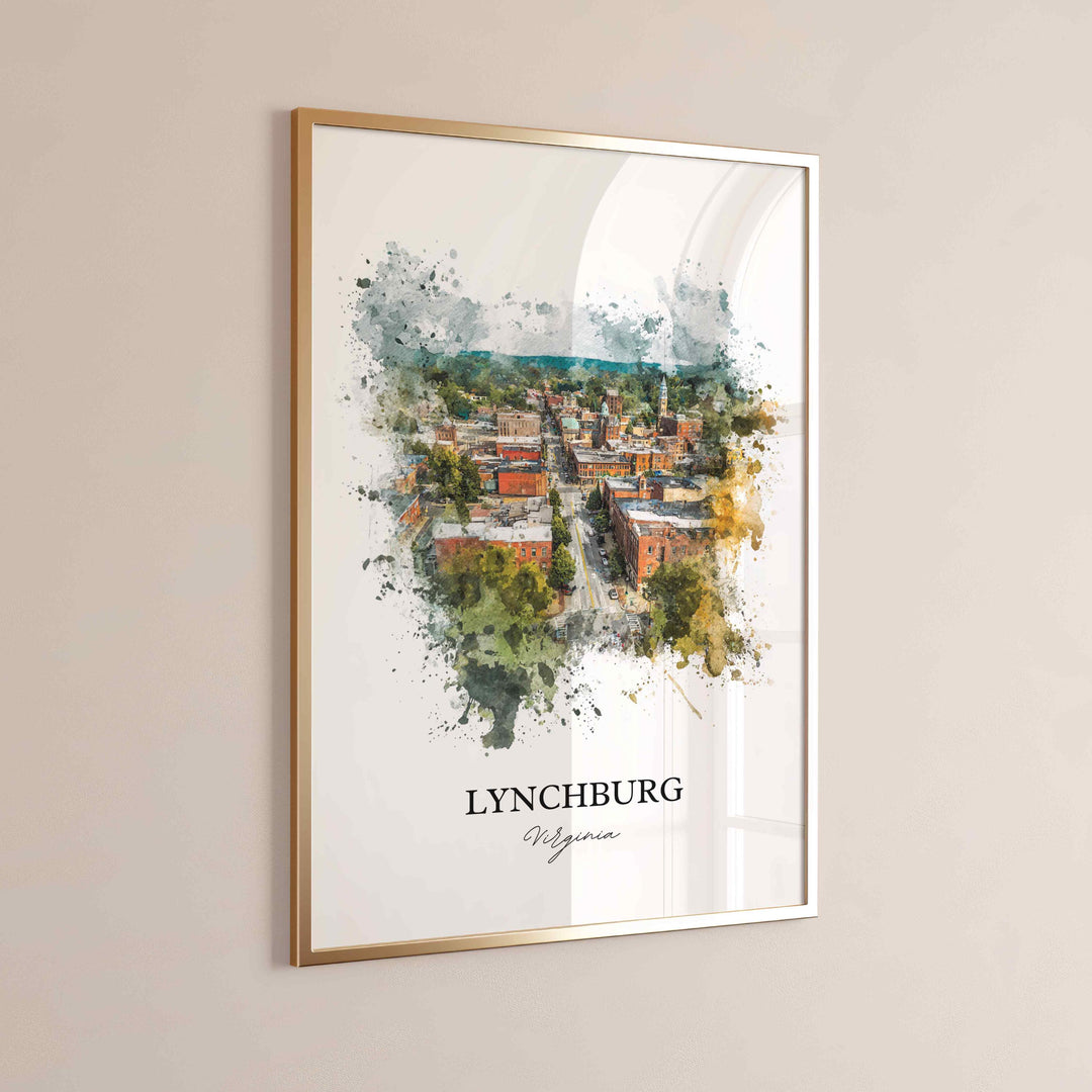 Lynchburg, Virginia, USA – Watercolor Art Print Blue Ridge Mountains