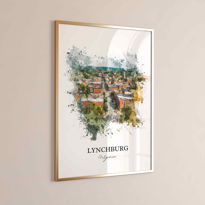 Lynchburg, Virginia, USA – Watercolor Art Print Blue Ridge Mountains
