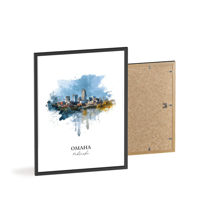 Omaha Nebraska Wall Art, Omaha Print, Nebraska Watercolor Art, Omaha NE Skyline Gift, Travel Print, Travel Poster, Housewarming Gift