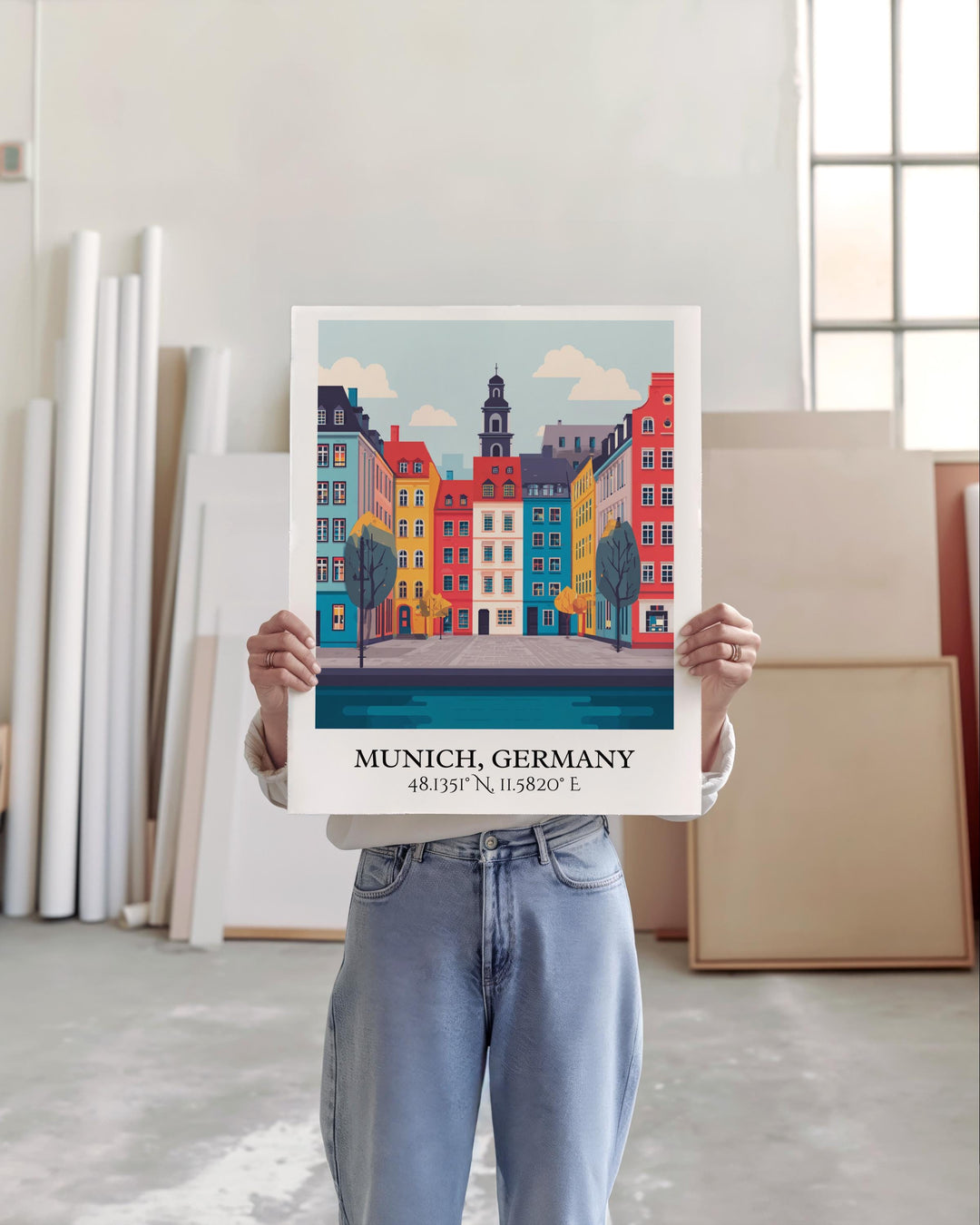 Munich Art, Munich Retro Travel Art, Munich Home Decor, Munich Gift, Munich Germany Travel Art, Travel Prints, Housewarming Gift