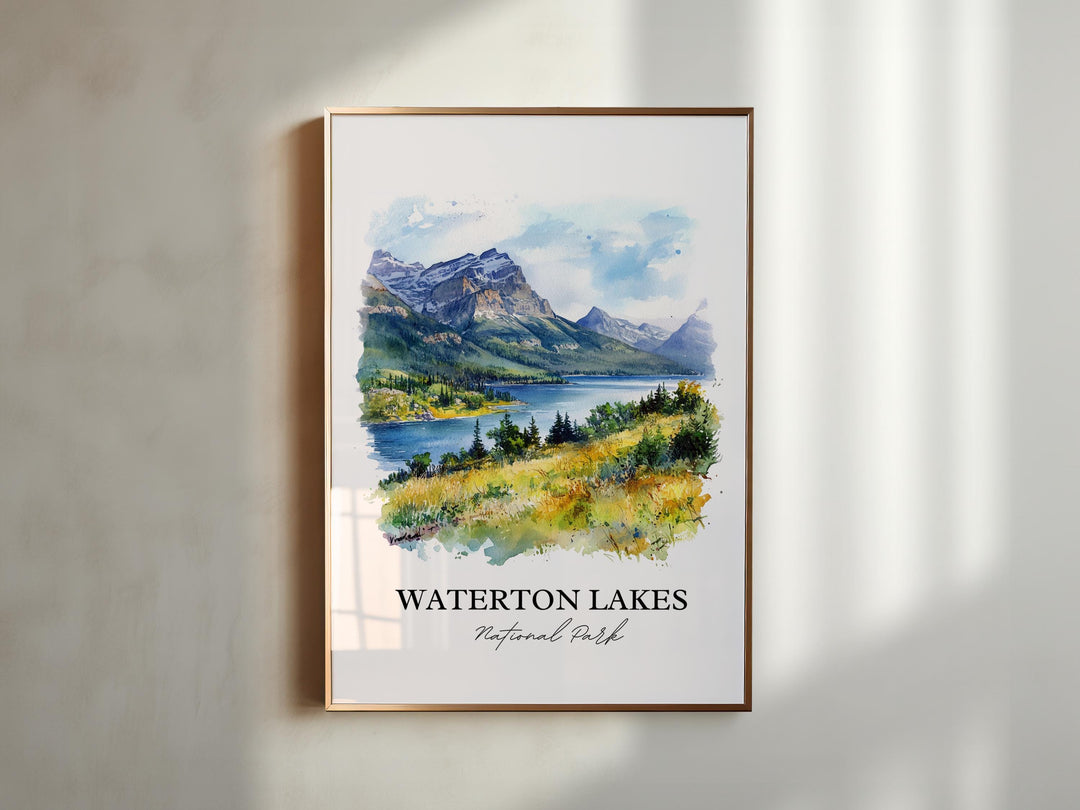 Waterton Lakes National Park Art, Alberta Print, Alberta Artwork, Waterton Lakes Park Gift, Travel Print, Travel Poster, Housewarming Gift