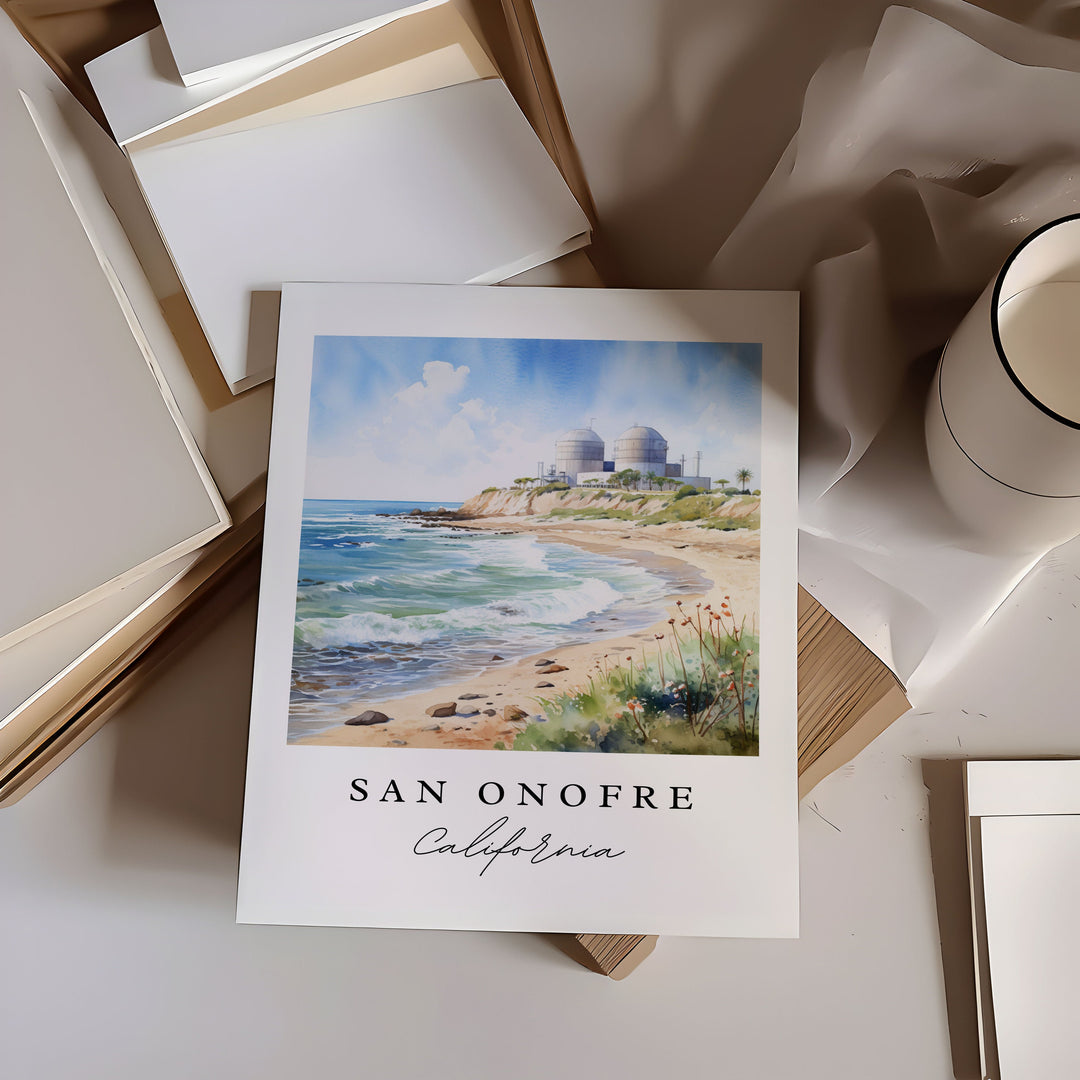 San Onofre CA wall art - San Diego Cali art, San Onofre matte print, Wedding gift, Birthday present, Custom Text, Perfect Gift