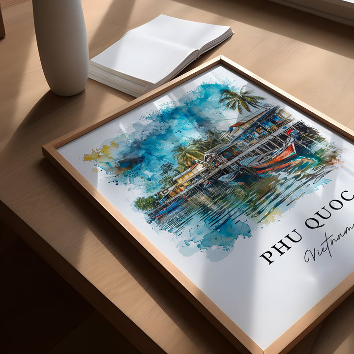 Phu Quoc Wall Art, Phu Quoc Print, Vietnam Watercolor Art, Phu Quoc Thailand Gift,