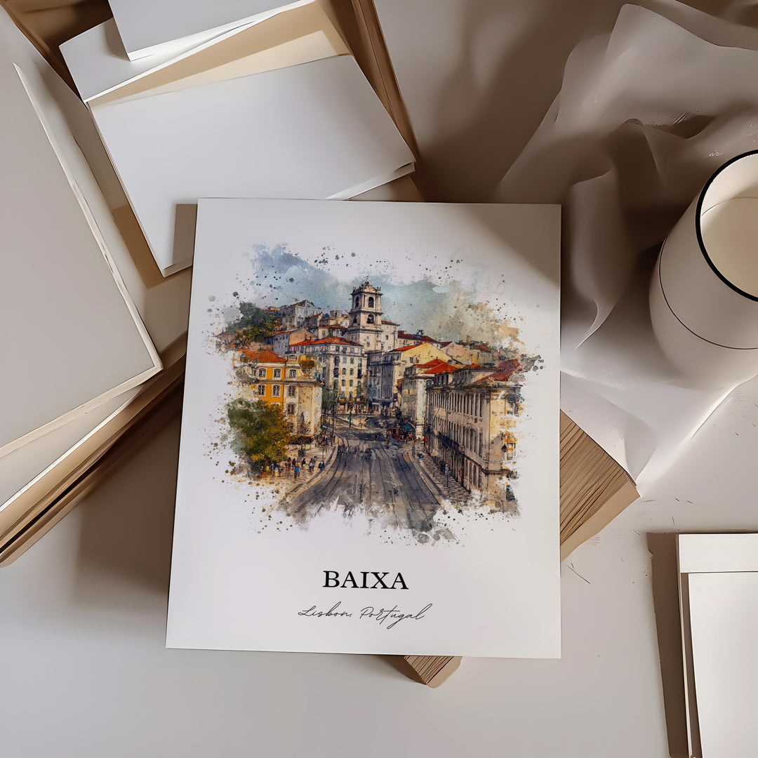 Baixa, Portugal – Watercolor Art Print