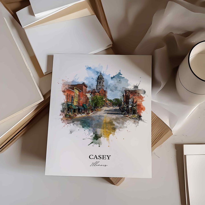 Casey, Illinois – Watercolor Art Print
