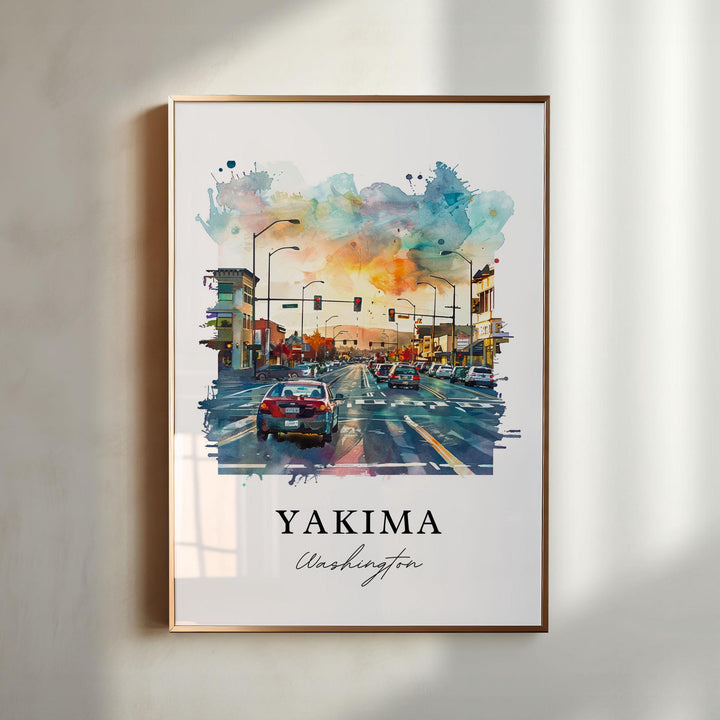 Yakima WA Wall Art, Yakima Print, Yakima Valley Watercolor Art, Yakima Washington Gift,