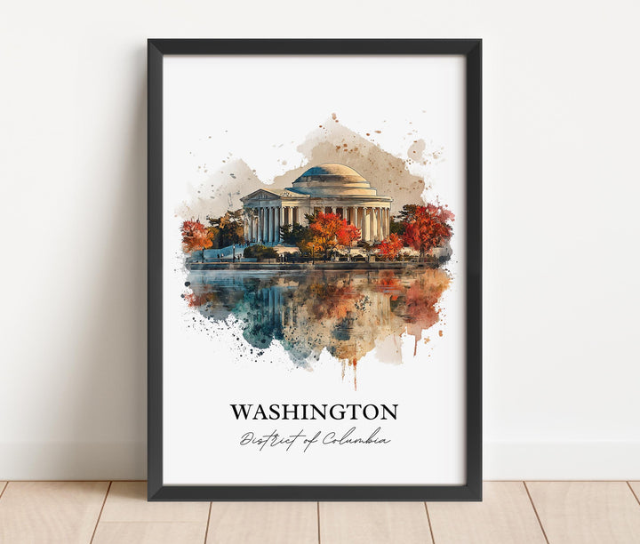 Washington DC Wall Art, Jefferson Memorial Print, DC Watercolor Art, Washington DC Gift, Dc Travel Print, Travel Poster, Housewarming Gift