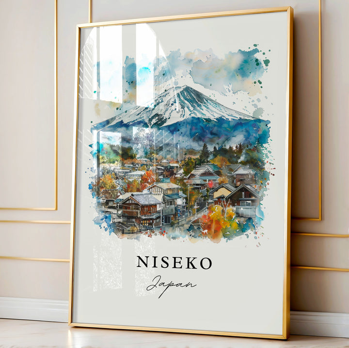 Niseko Wall Art, Niseko Japan Print, Hokkaido Japan Watercolor, Hokkaido Gift,