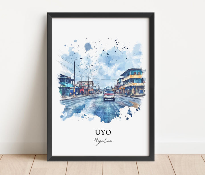 Uyo Nigeria Wall Art, Nigeria Africa Print, Nigeria Watercolor Art, Uyo Nigeria Gift, Travel Print, Travel Poster, Housewarming Gift