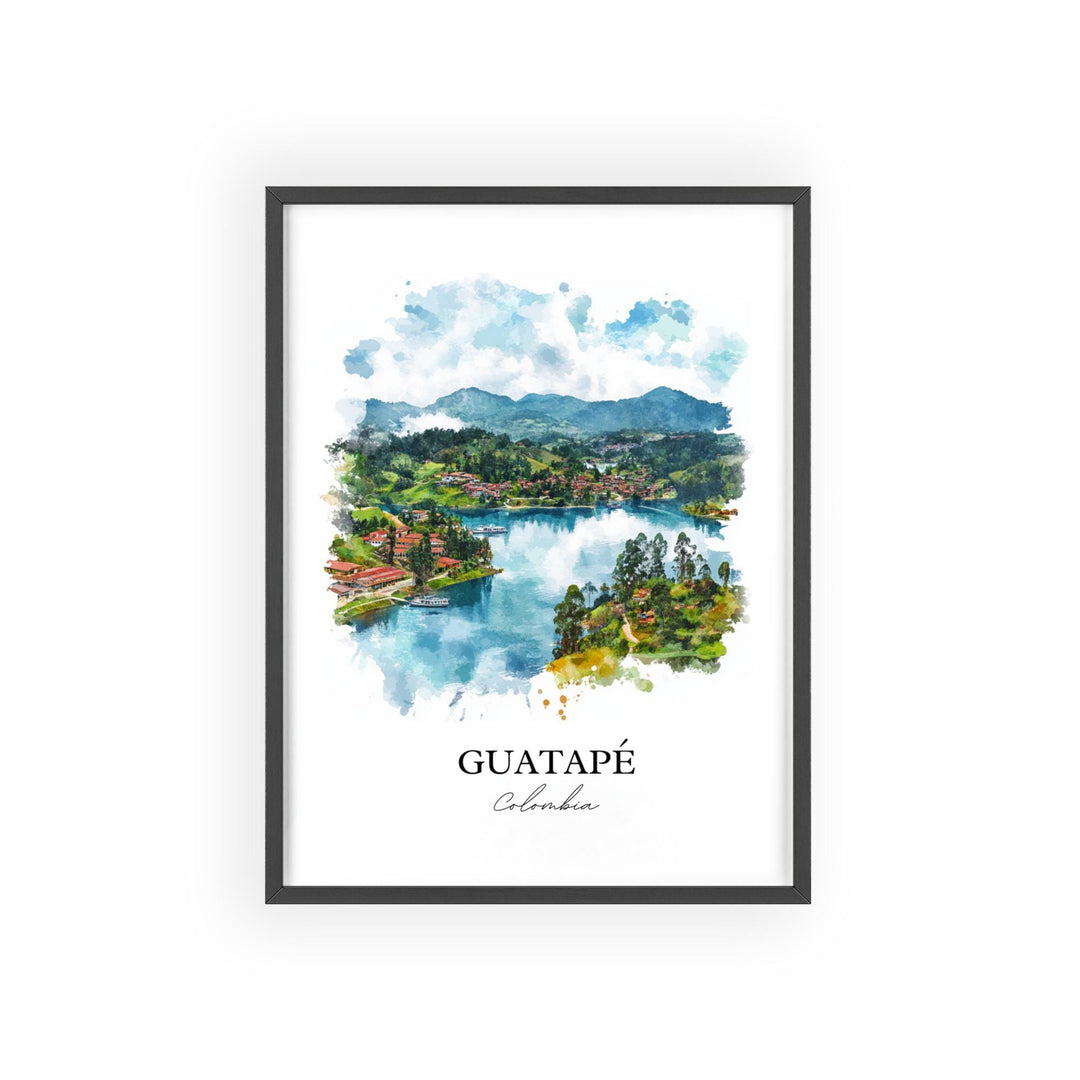 Guatapé Wall Art, Medellín Print, Colombia Watercolor Art, Guatapé Gift, Travel Print, Travel Poster, Housewarming Gift
