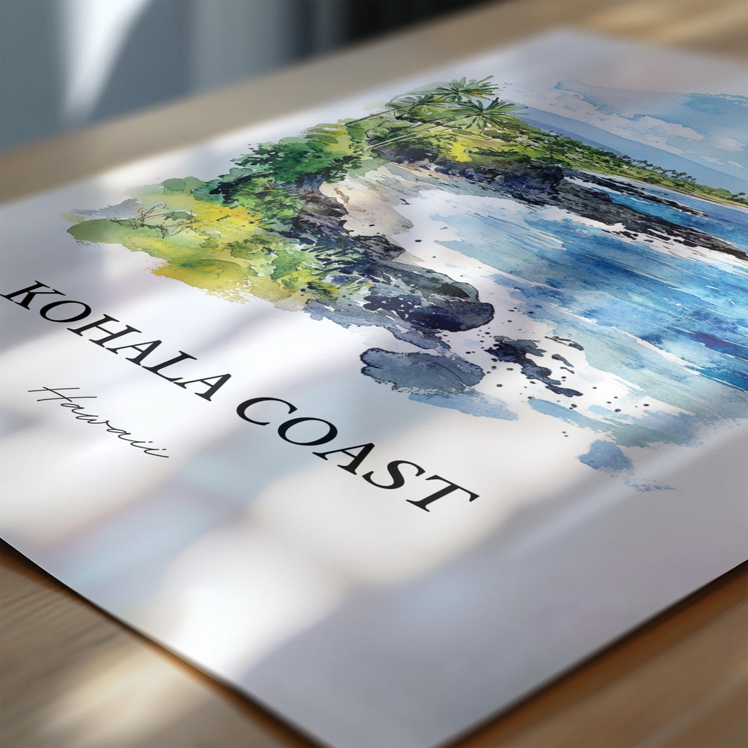 Kohala Coast Wall Art, Big Island Print, Hawaii Watercolor Art, Kohala Coast Gift, Travel Print, Travel Poster, Housewarming Gift
