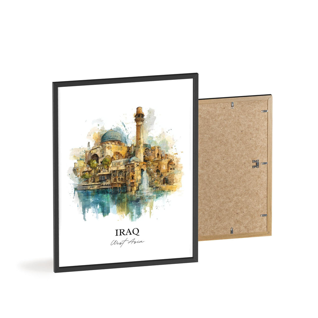 Iraq Wall Art, Iraq Country Print, Asia Watercolor Art, Iraq Gift, Travel Print, Travel Poster, Housewarming Gift