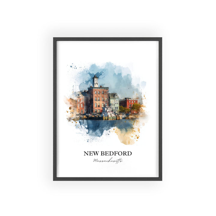 New Bedford MA Wall Art, Bristol County Print, Massachusetts Watercolor, New Bedford Gift, Travel Print, Travel Poster, Housewarming Gift