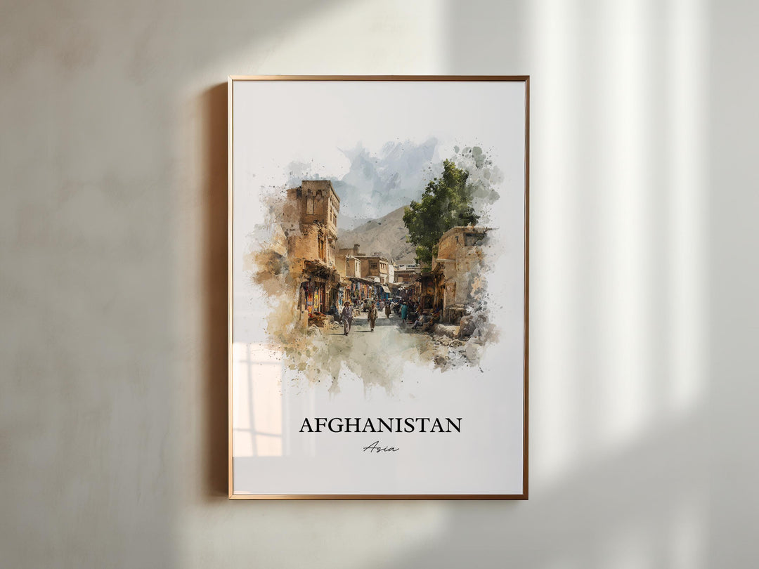 Afghanistan Wall Art, Afghanistan Print, Afghanistan Watercolor Art, Afghanistan Gift, Travel Print, Travel Poster, Housewarming Gift