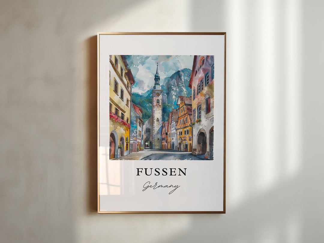 Fussen Germany Art, Ostallgäu Print, Fussen Watercolor Art, Fussen Germany Gift,