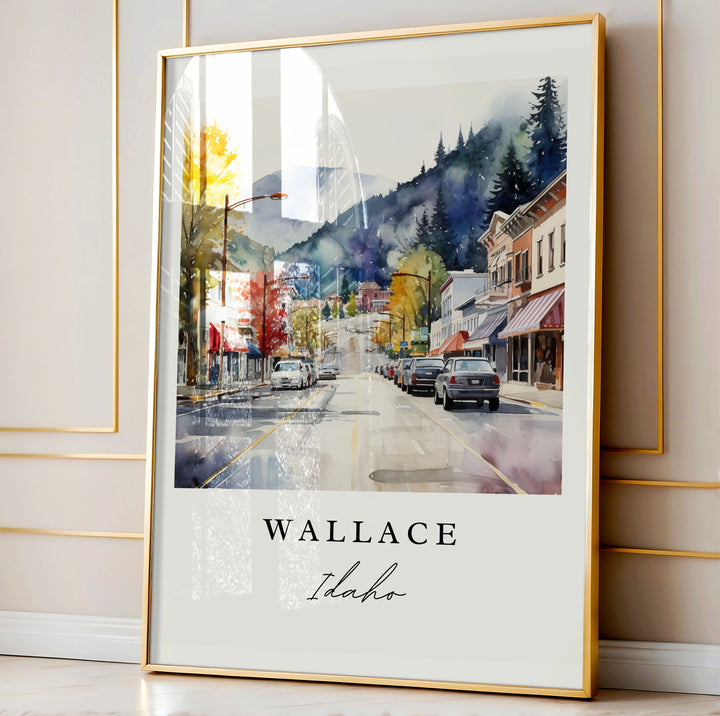 Wallace ID wall art - Idaho, Wallace poster print, Wallace Idaho Wedding gift, Birthday present, Custom Text, Perfect Gift