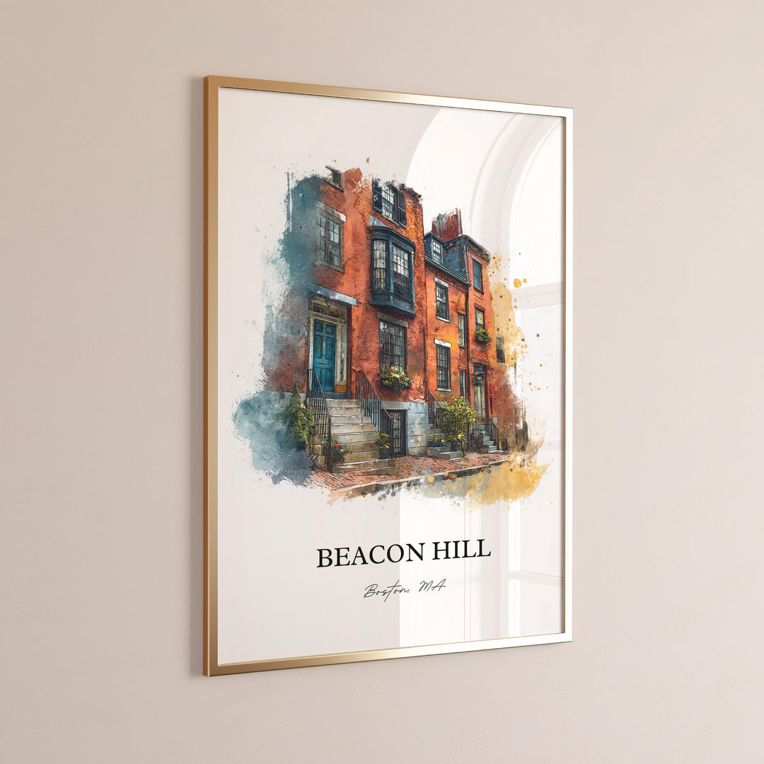 Beacon Hill, Massachusetts – Watercolor Art Print