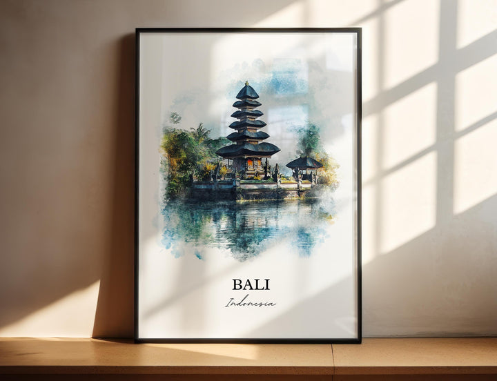 Bali Indonesia Wall Art, Bali Print, Indonesia Watercolor Art, Bali Indonesia Gift, Travel Print, Travel Poster, Housewarming Gift
