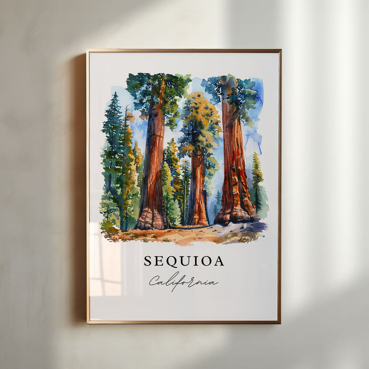 Sequioa Wall Art, Sequioa National Park Print, Sequioa Trees Watercolor, California Gift,