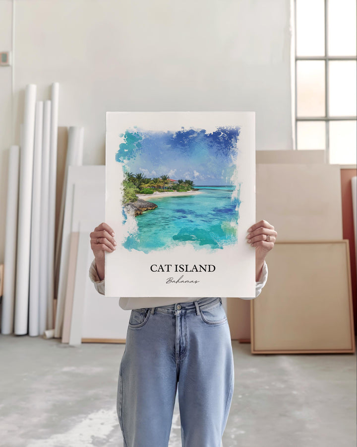 Cat Island Wall Art, Mount Alvernia Print, Bahamas Watercolor Art, Cat Island Bahamas Gift, Travel Print, Travel Poster, Housewarming Gift