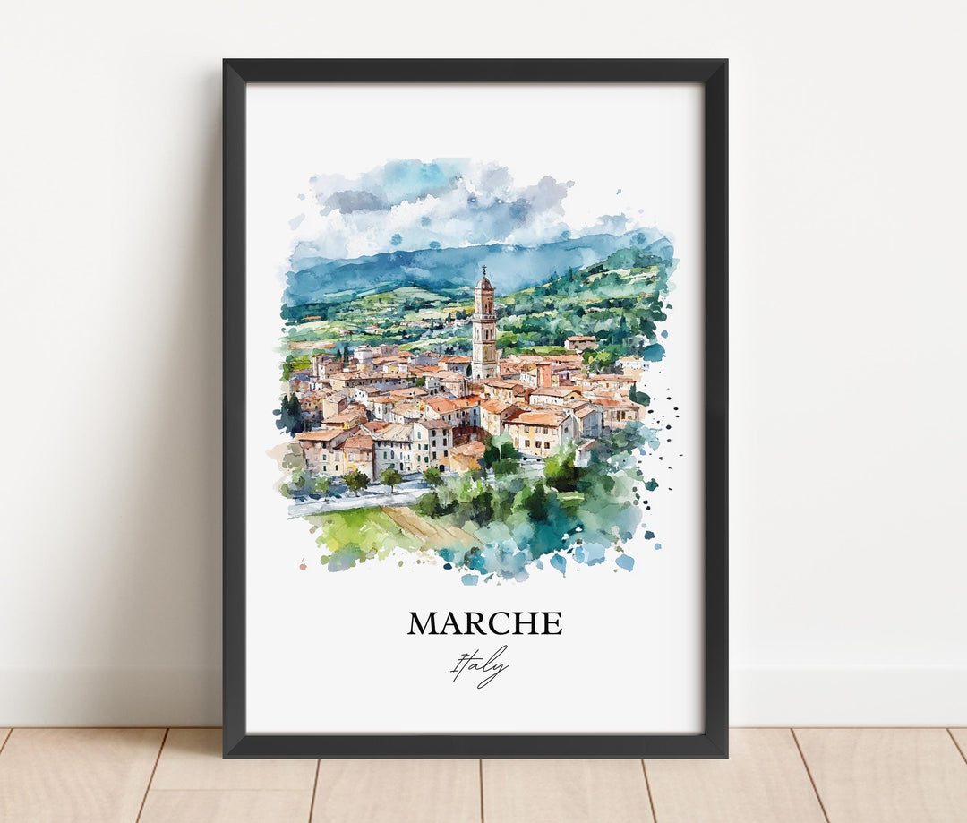 Marche Italy Wall Art, Le Marche Italia Print, Italy Watercolor Art, Marche Italy Gift, Travel Print, Travel Poster, Housewarming Gift