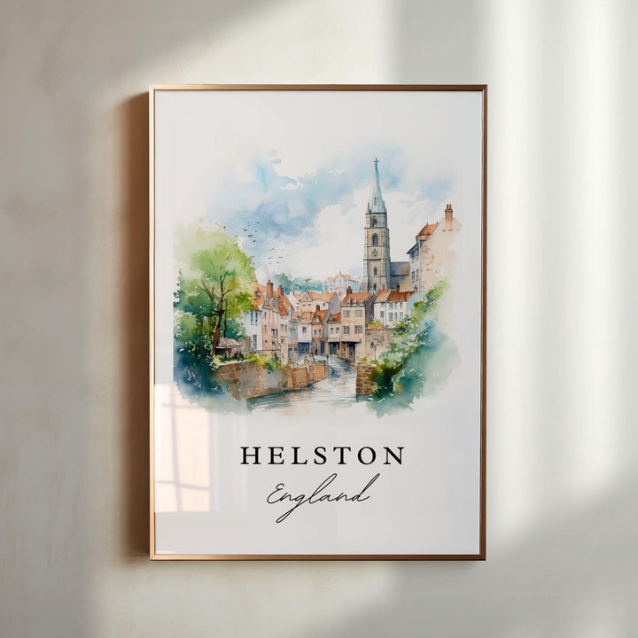 Helston Wall Art, Helston England Print, Helston Watercolor Art, Helston UK Gift,