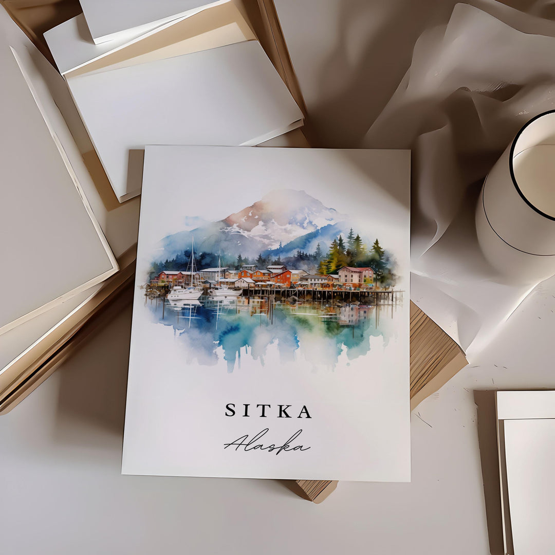 Sitka Alaska wall art - Alaska, Sitka poster print, Sitka AK Wedding gift, Juneau Alaska present, Custom Text, Perfect Gift