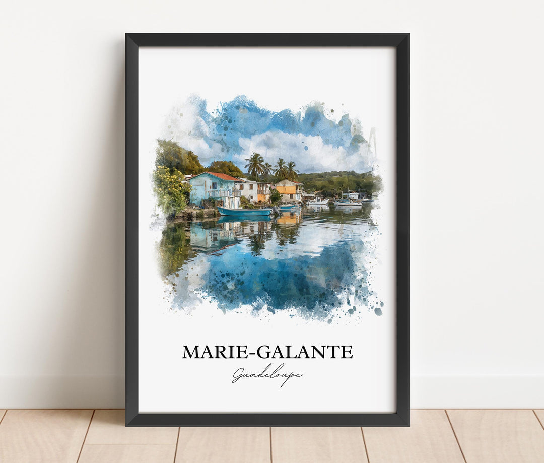Marie-Galante Wall Art, Guadeloupe Print, Guadeloupe Watercolor Art, Guadeloupe Gift, Travel Print, Travel Poster, Housewarming Gift