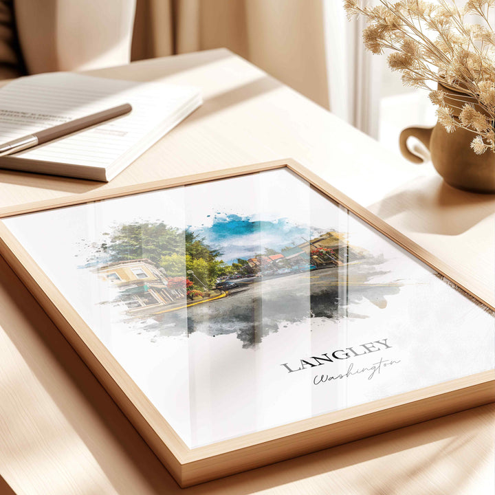 Langley, WA – Watercolor Art Print