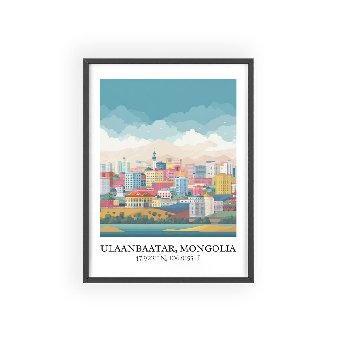 Ulaanbaatar Art, Ulaanbaatar Retro Travel Art, Mongolia Home Decor, Mongolia Gift, Mongolia Travel Art, Travel Prints, Housewarming Gift