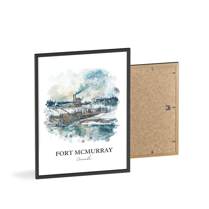 Fort McMurray, Canada – Watercolor Art Print of Wood Buffalo, Alberta