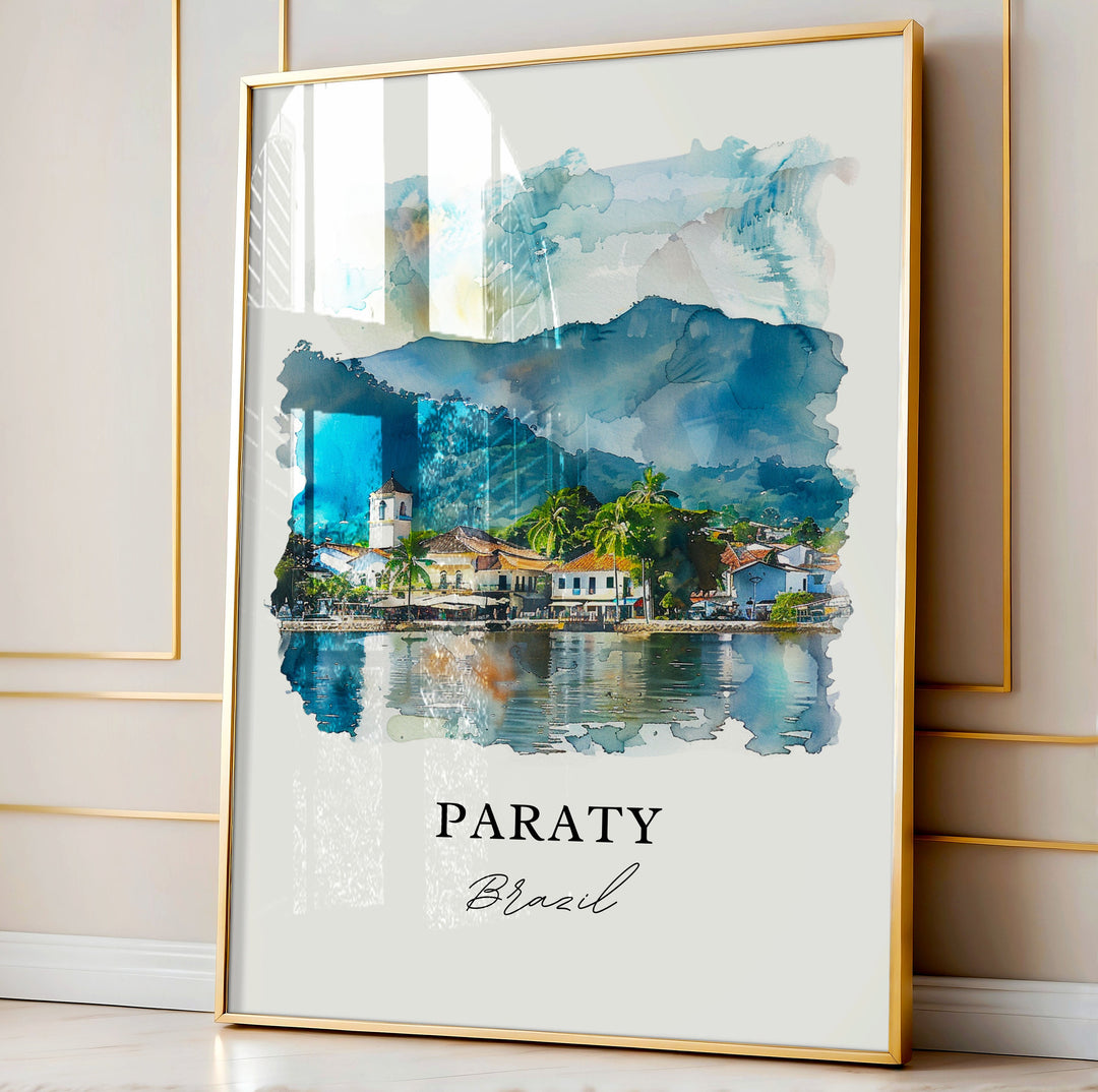 Paraty Brazil Wall Art, Paraty Print, Paraty Brazil Watercolor, Costa Verde Brazil Gift,