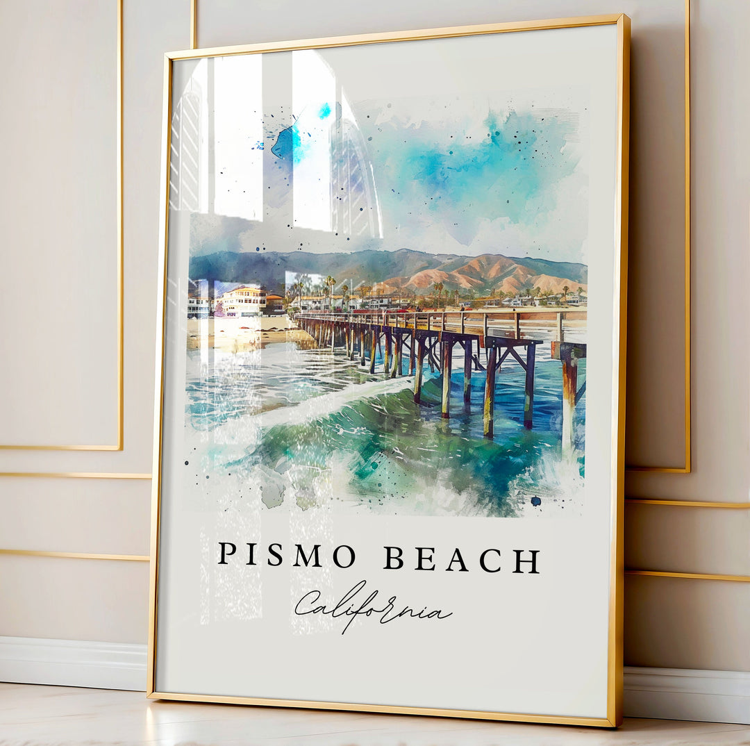 Pismo Beach CA wll art - California, Pismo Beach print, Pismo Beach Wedding gift, Birthday present, Custom Text, Perfect Gift