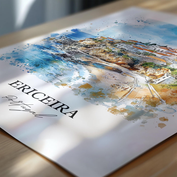 Ericeira Wall Art, Lisbon Print, Portugal Watercolor Art, Ericeira Gift, Travel Print, Travel Poster, Housewarming Gift