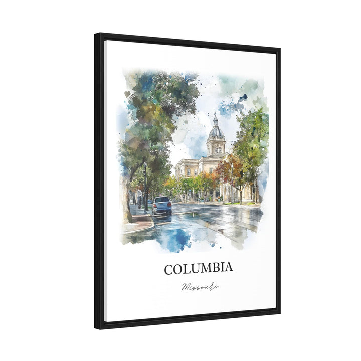 Columbia Missouri Art, Univ of Missouri City Print, Missouri Watercolor, Columbia MO Gift, Travel Print, Travel Poster, Housewarming Gift