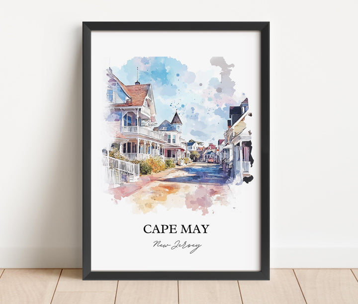 Cape May NJ Wall Art, Cape May Print, Jersey Shore Watercolor Art, Cape May Gift, Travel Print, Travel Poster, Housewarming Gift