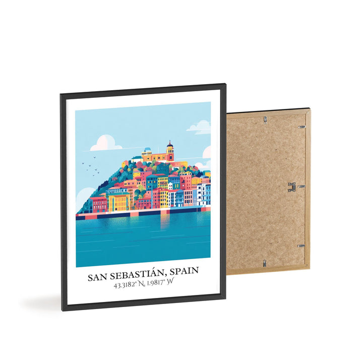 San Sebastián Art, Spain Retro Travel Art, Spain Home Decor, San Sebastián Gift, Spain Travel Art, Travel Prints, Housewarming Gift