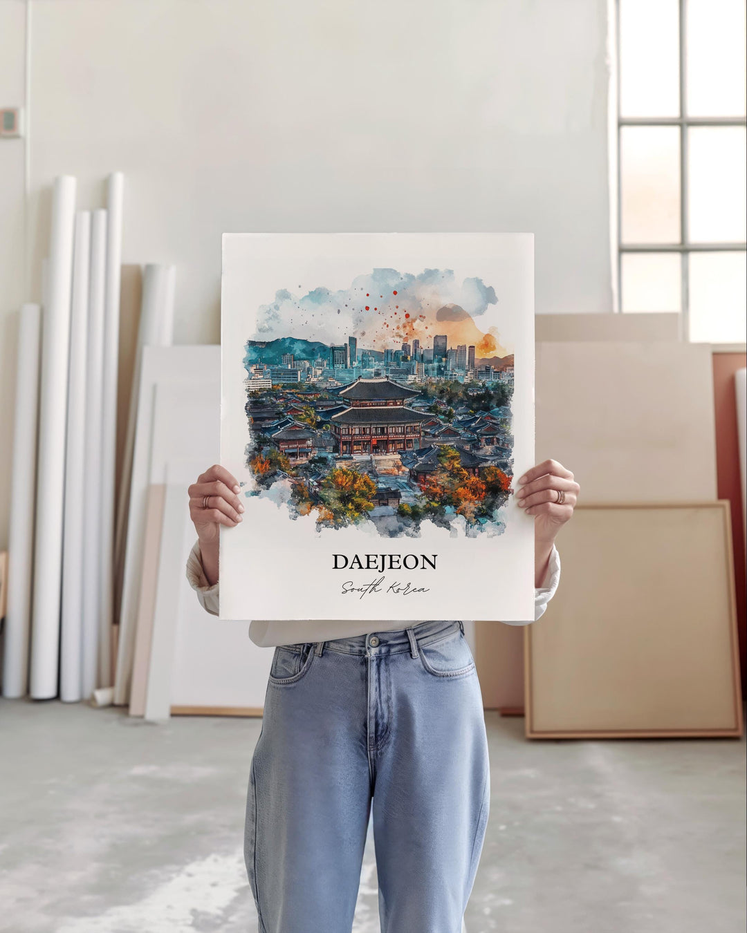Daejeon Wall Art, Sobaek Mountains Print, South Korea Watercolor Art, Daejeon Gift, Travel Print, Travel Poster, Housewarming Gift