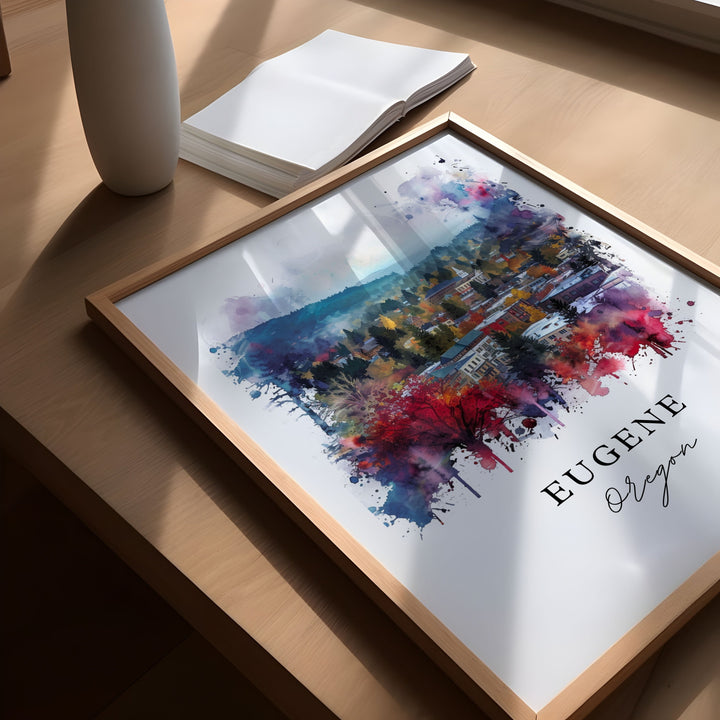 Eugene OR Wall Art, Oregon Print, Eugene Wall Art, Eugene Oregon Gift, Travel Print, Travel Poster, Travel Gift, Housewarming Gift