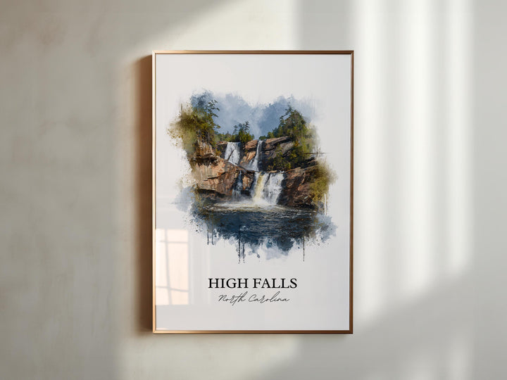 High Falls NC Art, High Falls Print, High Falls Watercolor Art, North Carolina Gift, Travel Print, Travel Poster, Housewarming Gift