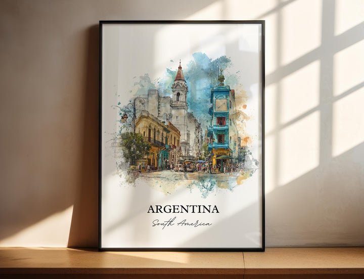 Argentina Wall Art, Argentina Print, Argentina Watercolor Art, Argentina Gift, Travel Print, Travel Poster, Housewarming Gift