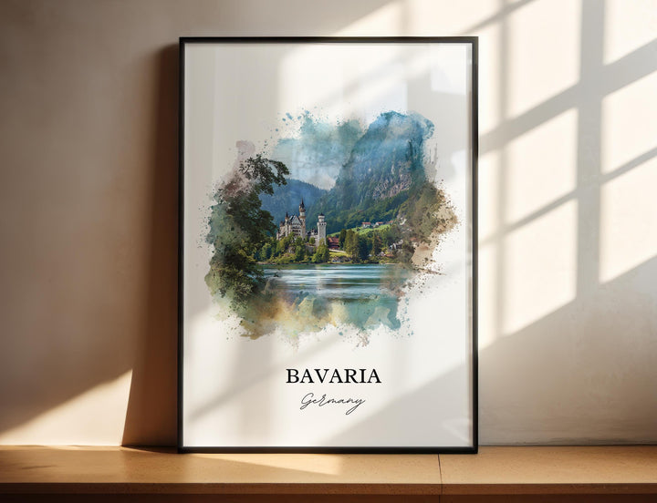 Bavaria Wall Art, Bavaria Print, Bavaria Germany Watercolor Art, Germany Gift, Germany Travel Print, Travel Poster, Housewarming Gift