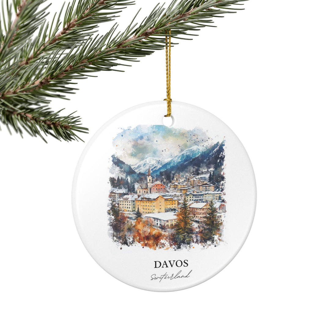 Davos Switzerland Ornament: Unique Davos Souvenir, Davos Xmas Decor, and Authentic Davos Switzerland Gift