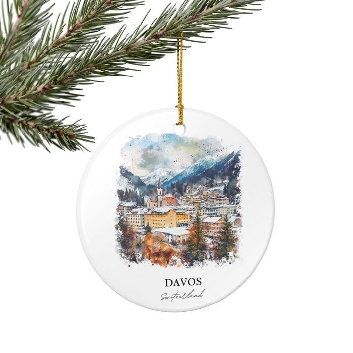 Davos Switzerland Ornament: Unique Davos Souvenir, Davos Xmas Decor, and Authentic Davos Switzerland Gift