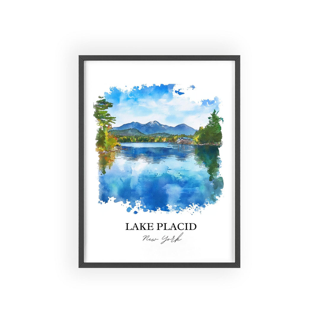 Lake Placid Wall Art, Lake Placid Print, Adirondacks Watercolor Art, Lake Placid NY Gift, Travel Print, Travel Poster, Housewarming Gift