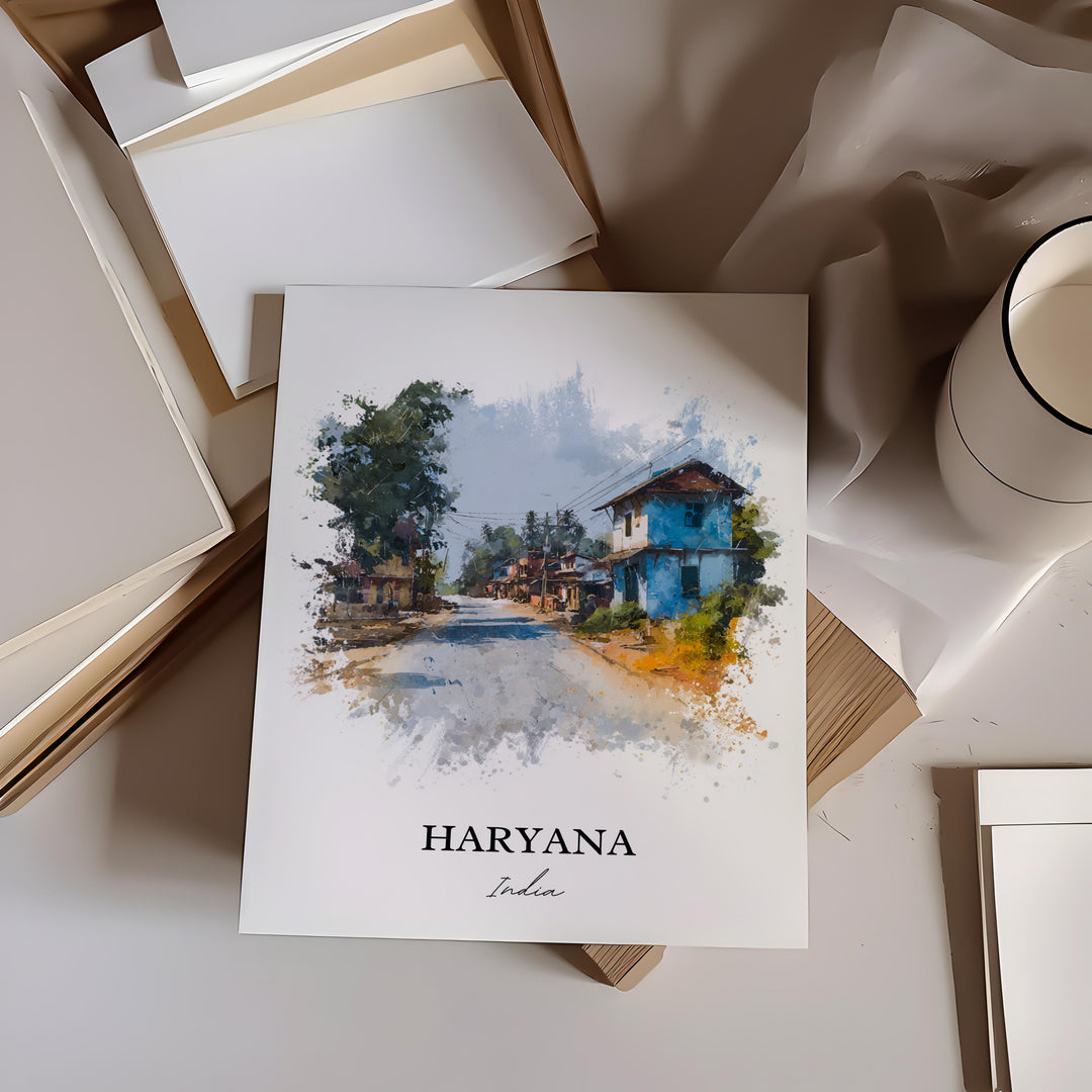 Haryana India Wall Art, Haryana Print, Haryana India Watercolor Art, India Gift, India Travel Print, Travel Poster, Housewarming Gift