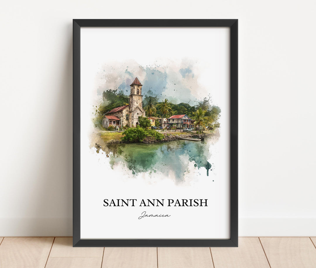 Saint Ann Parish Wall Art, Jamaica Print, Jamaica Watercolor Art, Jamaica Gift, St. Ann Jamaica Print, Travel Poster, Housewarming Gift