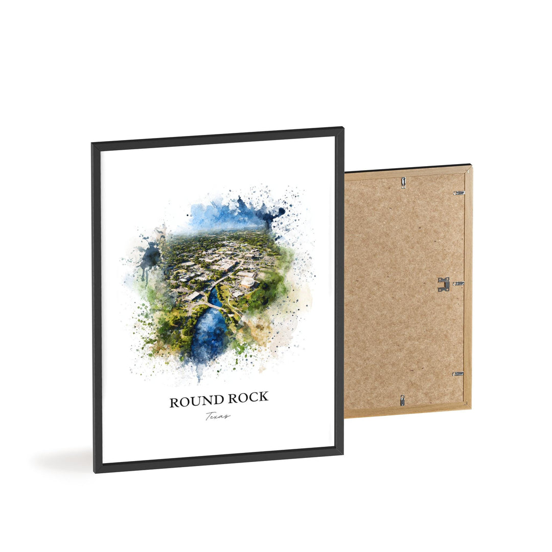 Round Rock, Texas – Watercolor Art Print