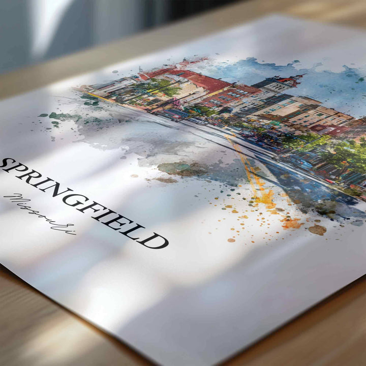 Springfield, Missouri Wall Art, Springfield Print, Missouri Watercolor Art, Missouri Gift, Travel Print, Travel Poster, Housewarming Gift