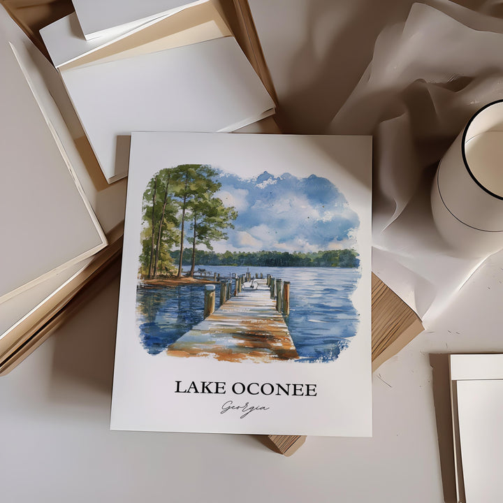 Lake Oconee Wall Art, Greensboro GA Print, Georgia Artwork, Lake Oconee Gift, Travel Print, Travel Poster, Housewarming Gift